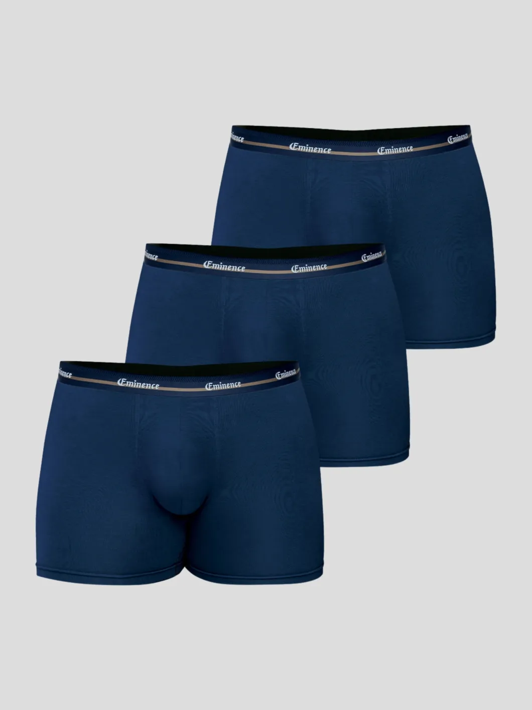 Pack 3 Boxers Unis Bleu Marine  Grande Taille Eminence - Capelstore
