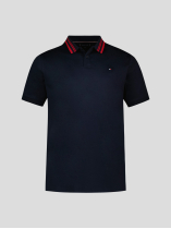 Polo Mercerisé Liserés au Col Grande Taille Marine