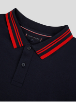 Polo Mercerisé Liserés au Col Grande Taille Marine