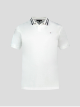 Polo Mercerisé Liserés au Col Grande Taille Blanc