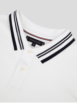 Polo Mercerisé Liserés au Col Grande Taille Blanc