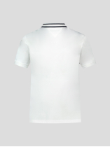 Polo Mercerisé Liserés au Col Grande Taille Blanc