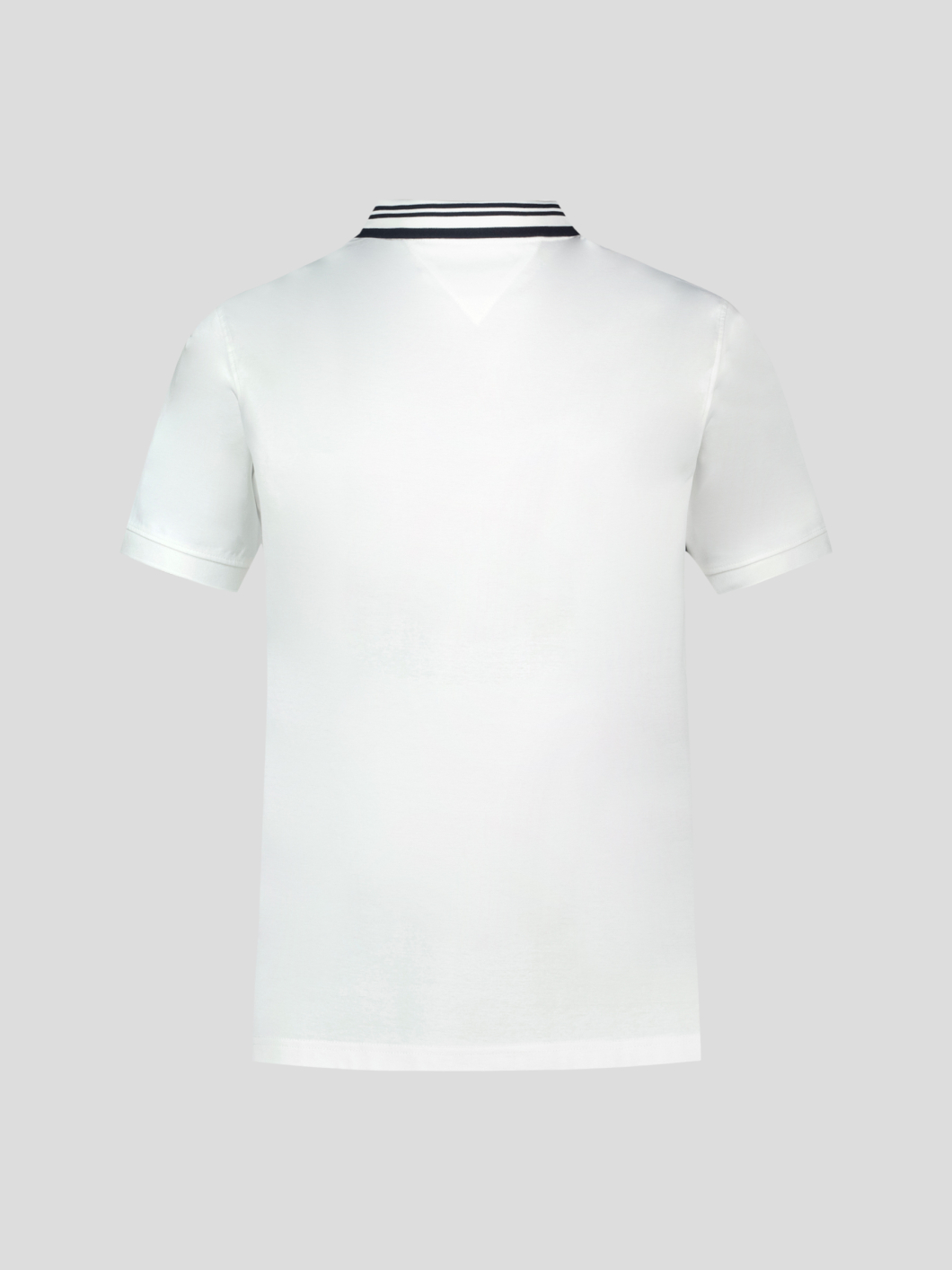 Polo Mercerisé Liserés au Col Grande Taille Blanc