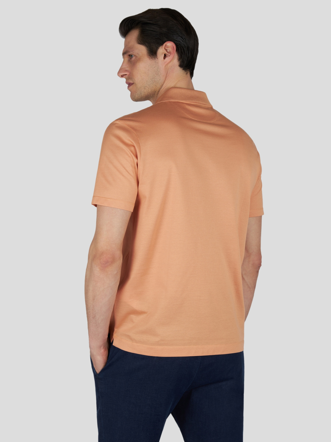 Polo Coton Piqué Mercerisé Grande Taille Orange Pastel