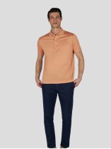 Polo Coton Piqué Mercerisé Grande Taille Orange Pastel