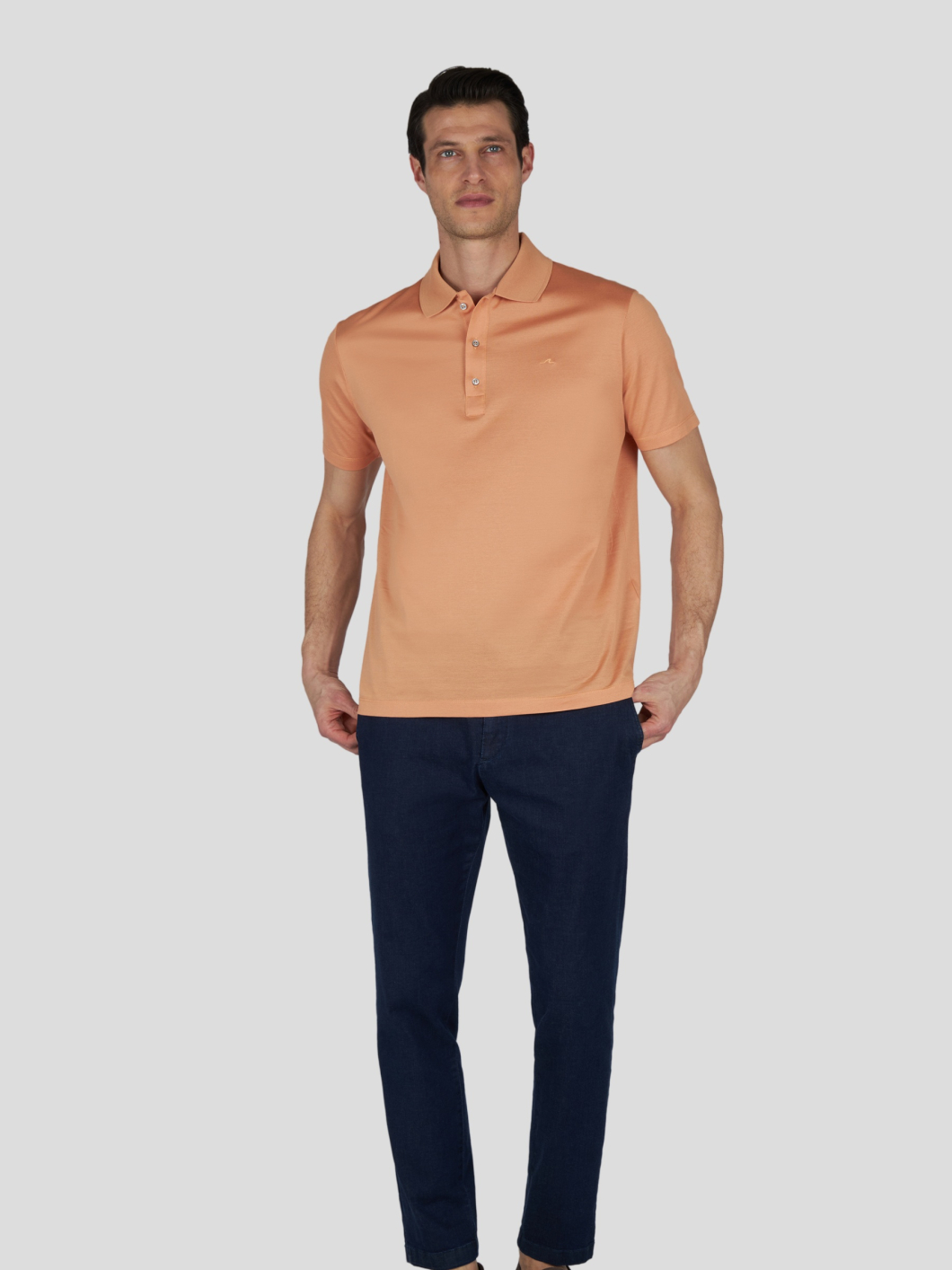 Polo Coton Piqué Mercerisé Grande Taille Orange Pastel