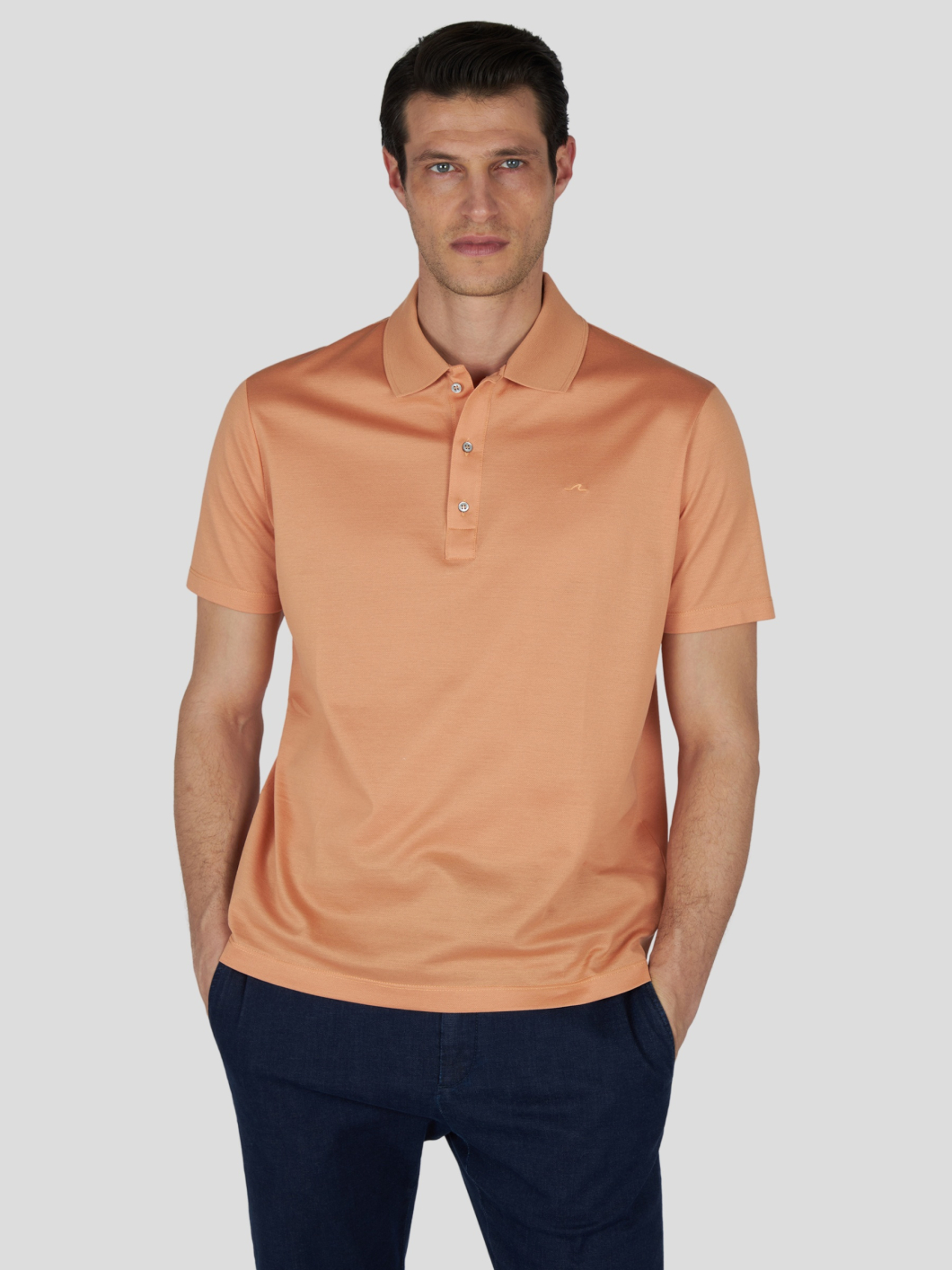 Polo Coton Piqué Mercerisé Grande Taille Orange Pastel