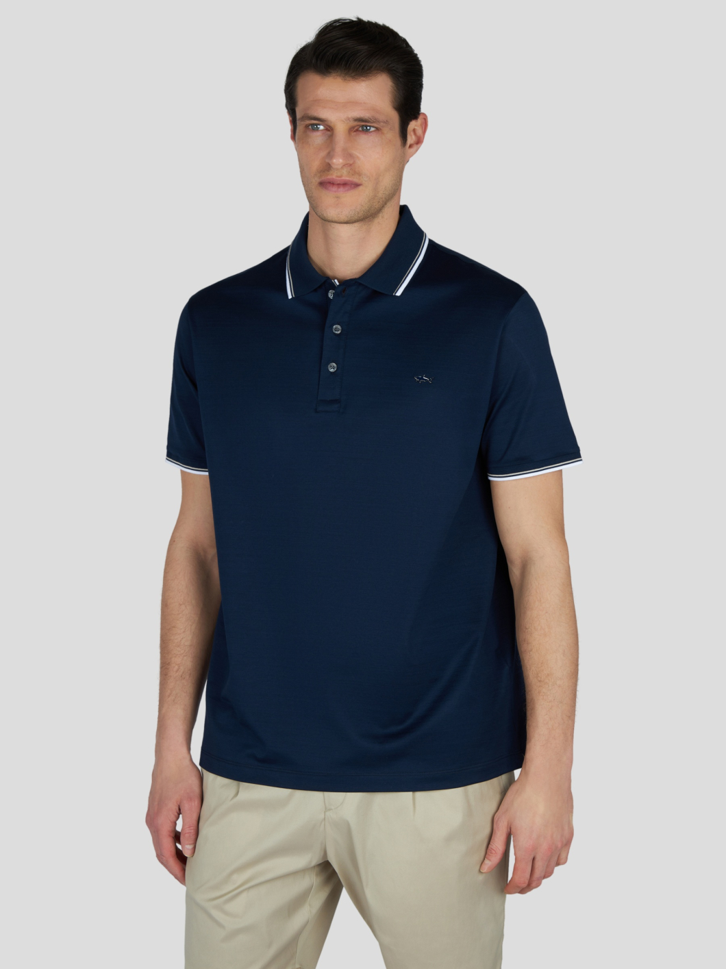 Polo Jersey Mercerisé Grande Taille Marine