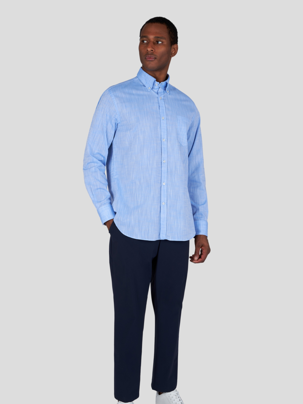 Chemise Coton Texturée Grande Taille Bleue