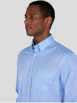 Chemise Coton Texturée Grande Taille Bleue