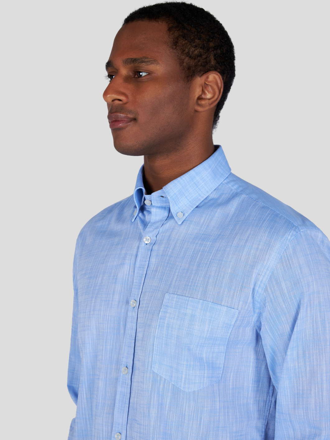 Chemise Coton Texturée Grande Taille Bleue