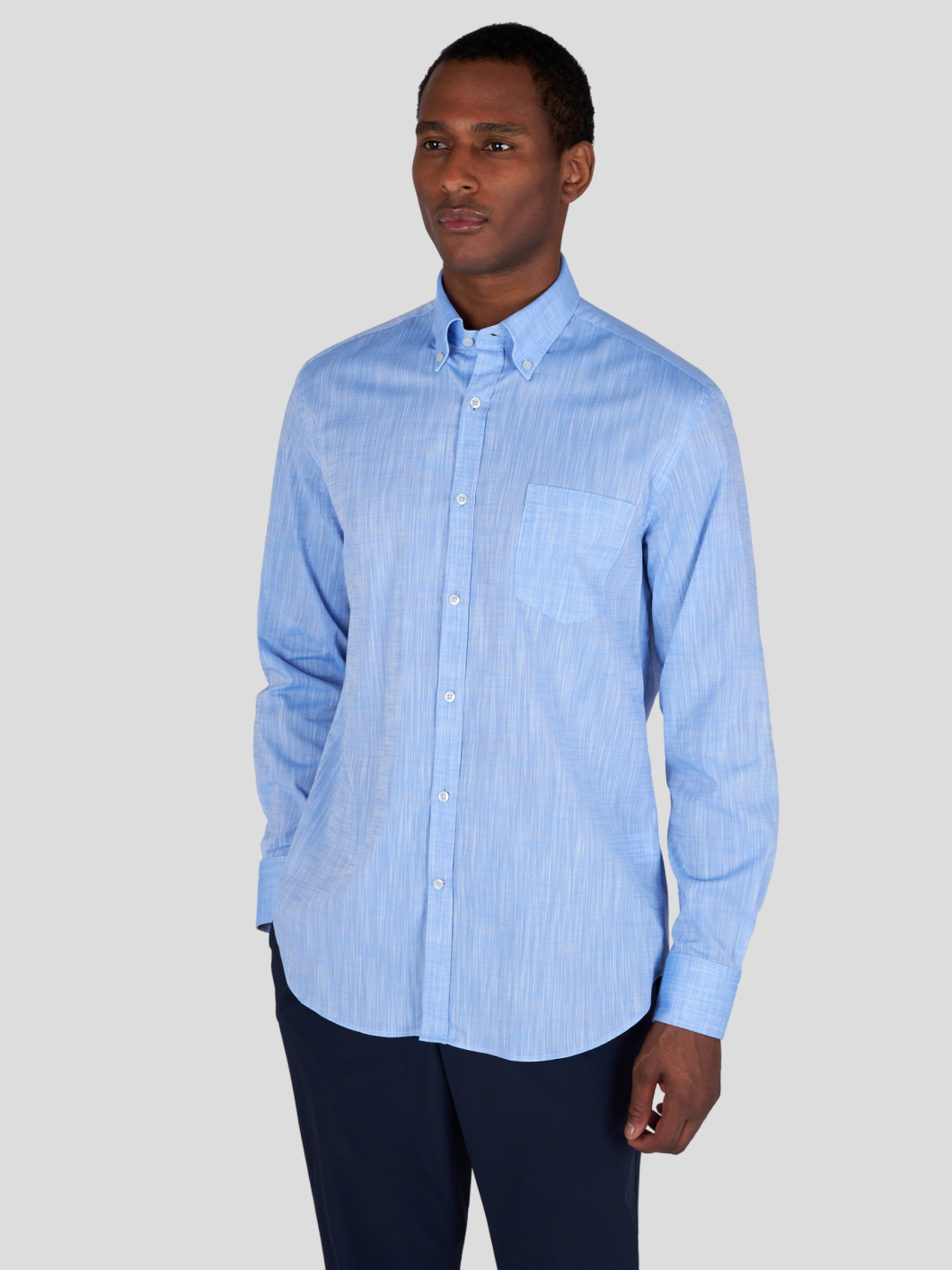 Chemise Coton Texturée Grande Taille Bleue