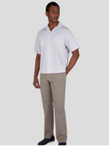 Chemisette Seersucker Grande Taille Beige et Blanc