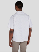 Chemisette Seersucker Grande Taille Beige et Blanc