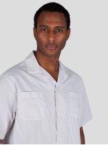 Chemisette Seersucker Grande Taille Beige et Blanc