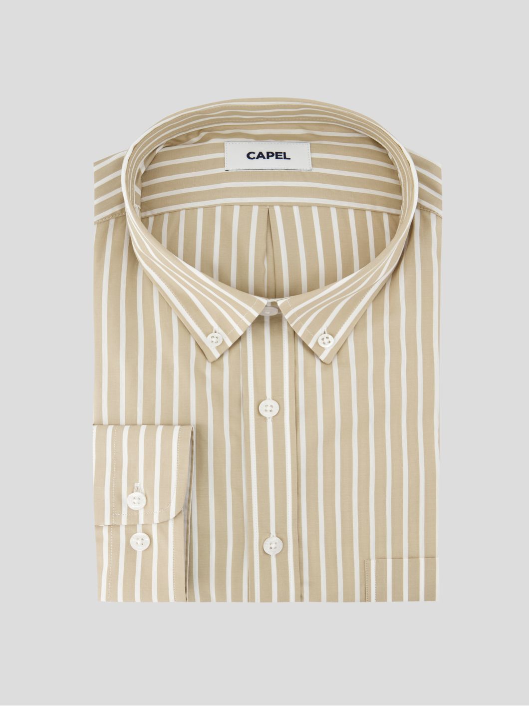 Chemise Rayée Ralph pour Homme Grand Beige et Blanche