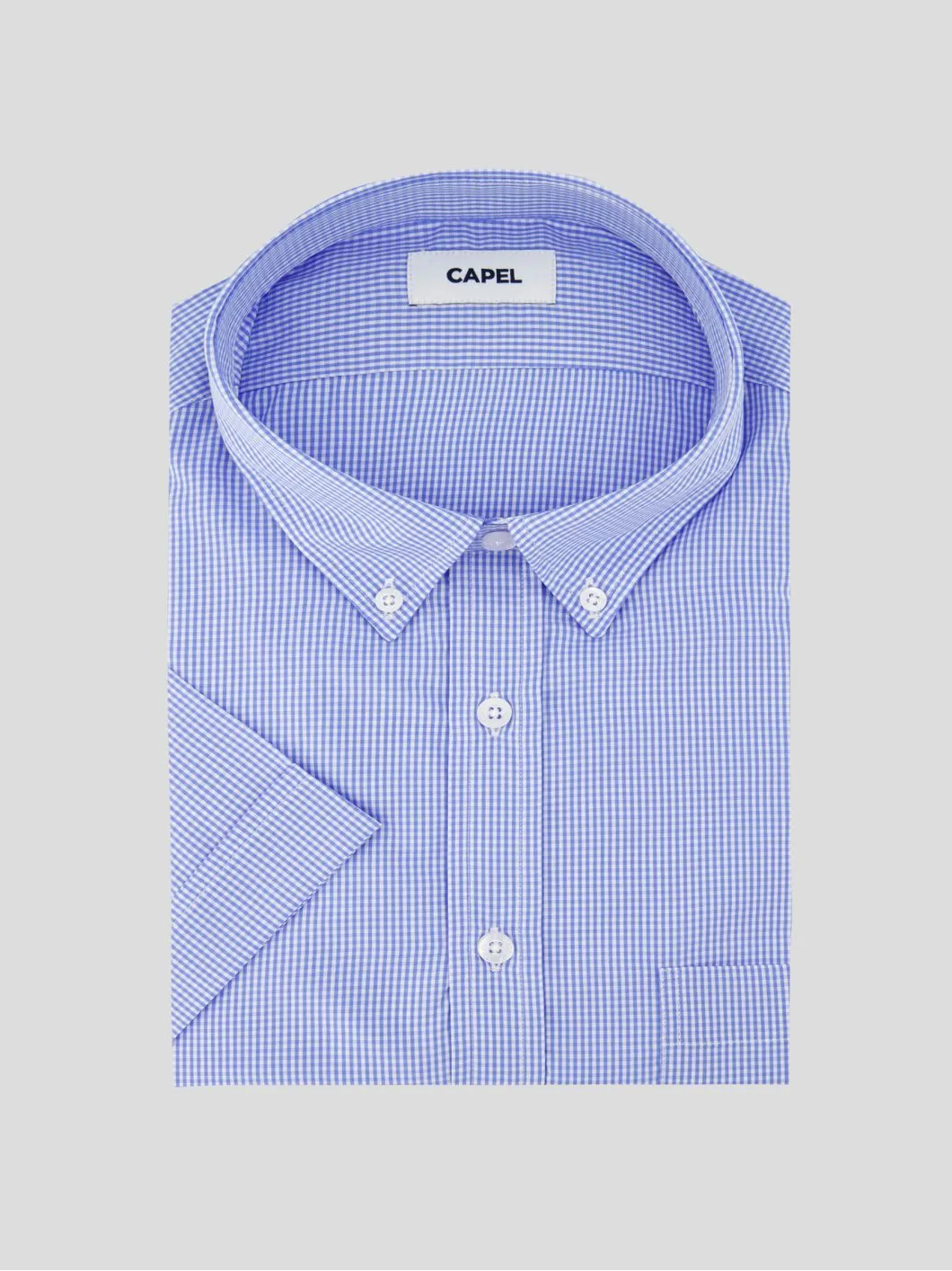 Chemisette Vichy Zack-Léo Grande Taille Bleue et Blanche