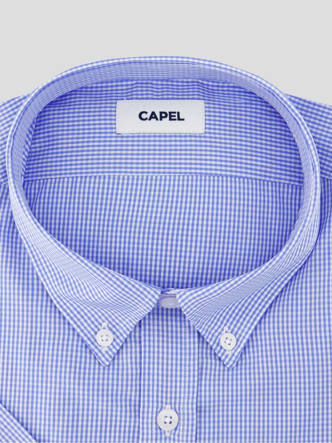 Chemisette Vichy Zack-Léo Grande Taille Bleue et Blanche