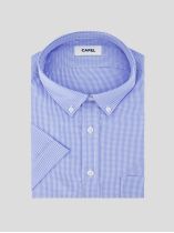 Chemisette Vichy Zack-Léo pour Homme GrandBleue et Blanche