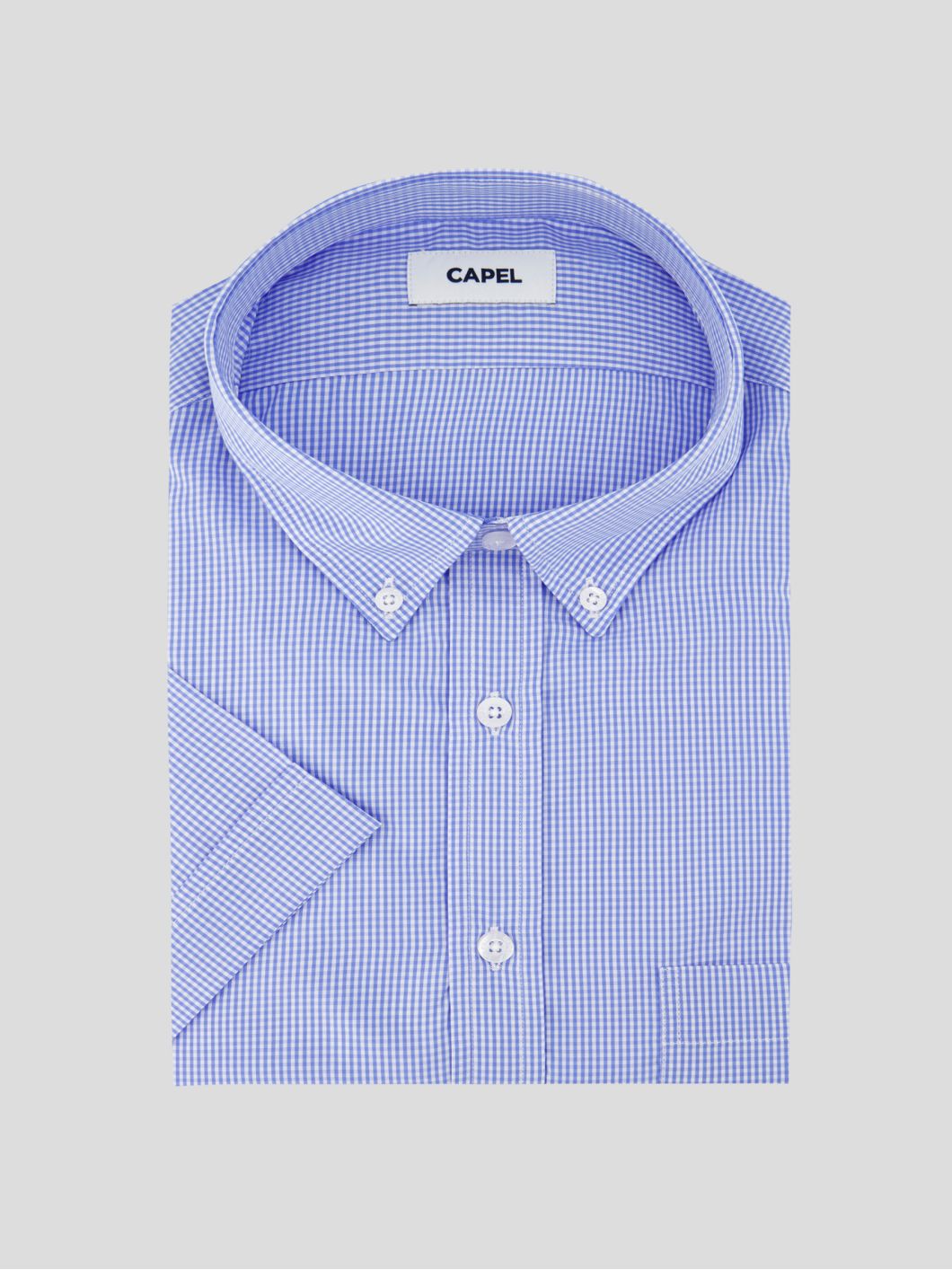 Chemisette Vichy Zack-Léo pour Homme GrandBleue et Blanche