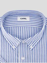 Chemisette Seersucker Zack Grande Taille Bleue et Blanche