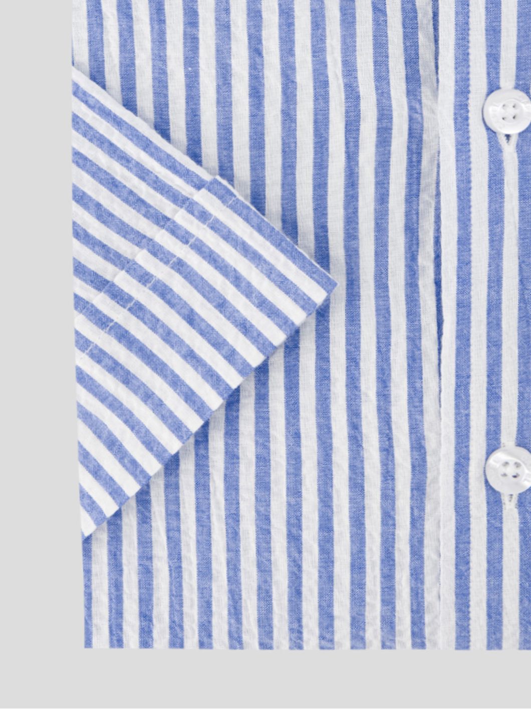 Chemisette Seersucker Zack Grande Taille Bleue et Blanche