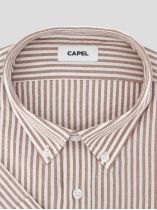 Chemisette Seersucker Zack Grande Taille Marron et Blanche