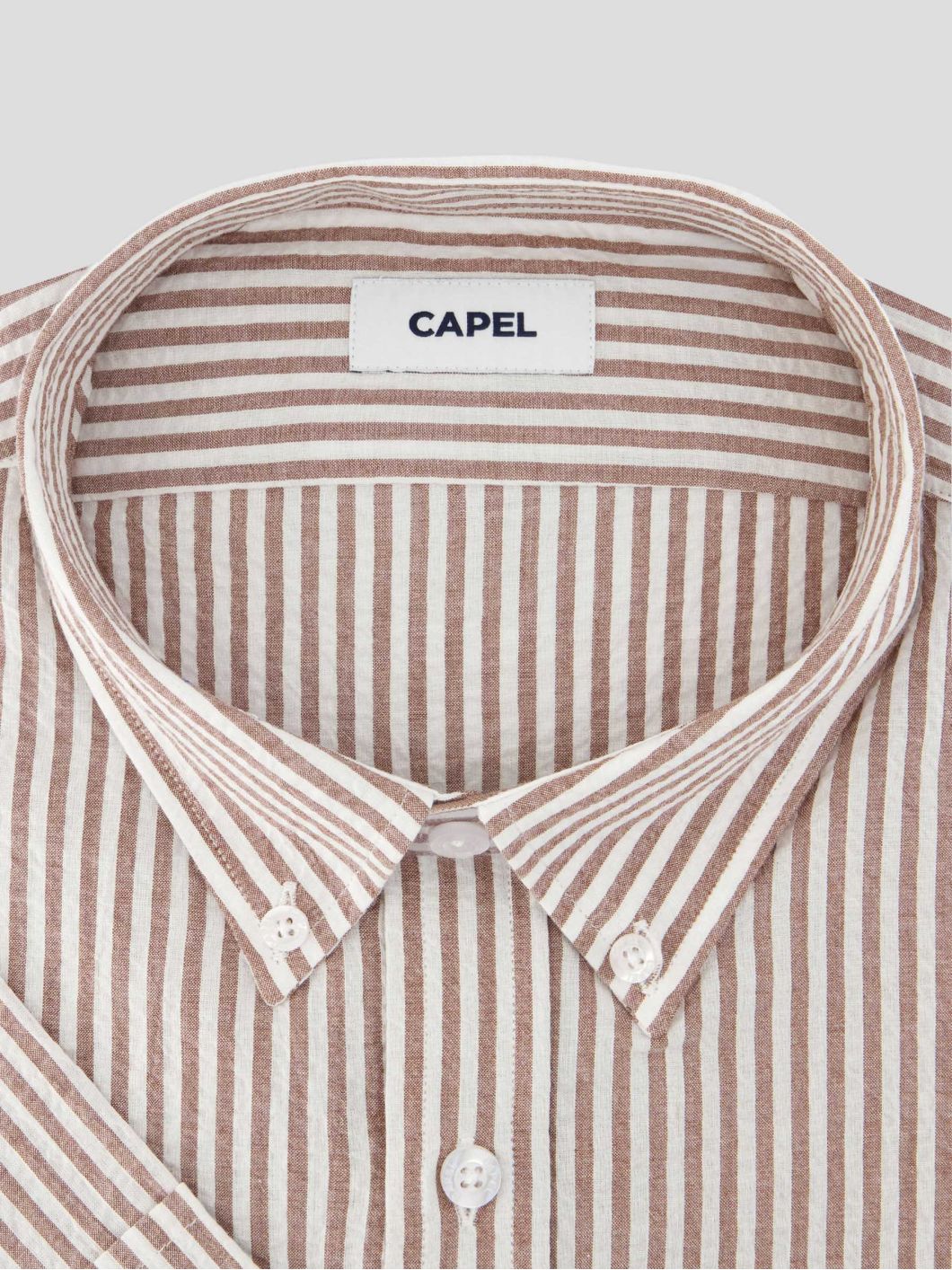 Chemisette Seersucker Zack Grande Taille Marron et Blanche