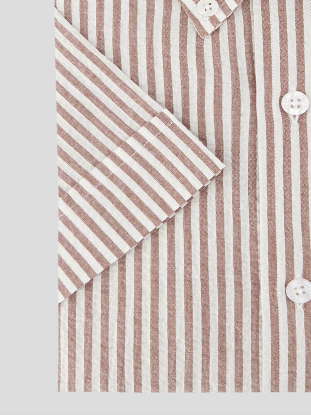 Chemisette Seersucker Zack Grande Taille Marron et Blanche