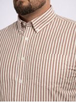 Chemisette Seersucker Zack Grande Taille Marron et Blanche