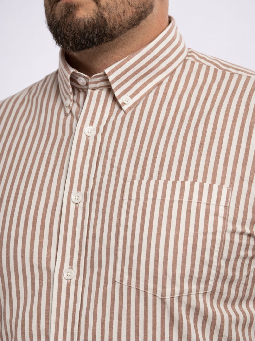 Chemisette Seersucker Zack Grande Taille Marron et Blanche