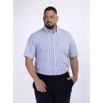 Chemisette Seersucker Zack Grande Taille Bleue et Blanche
