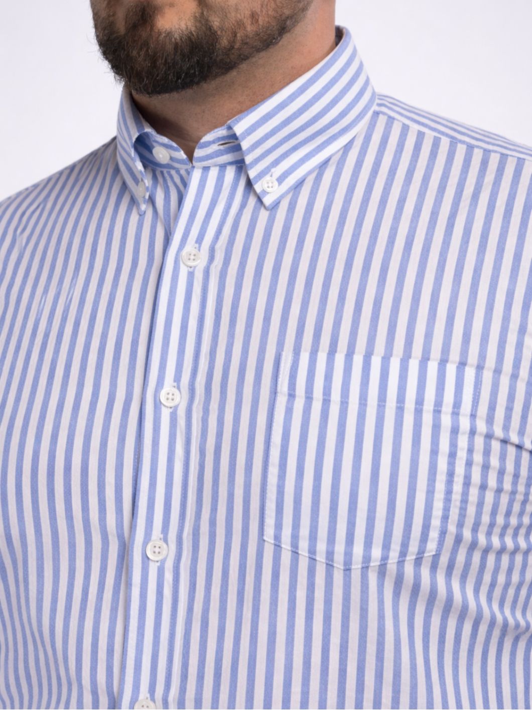 Chemisette Seersucker Zack Grande Taille Bleue et Blanche