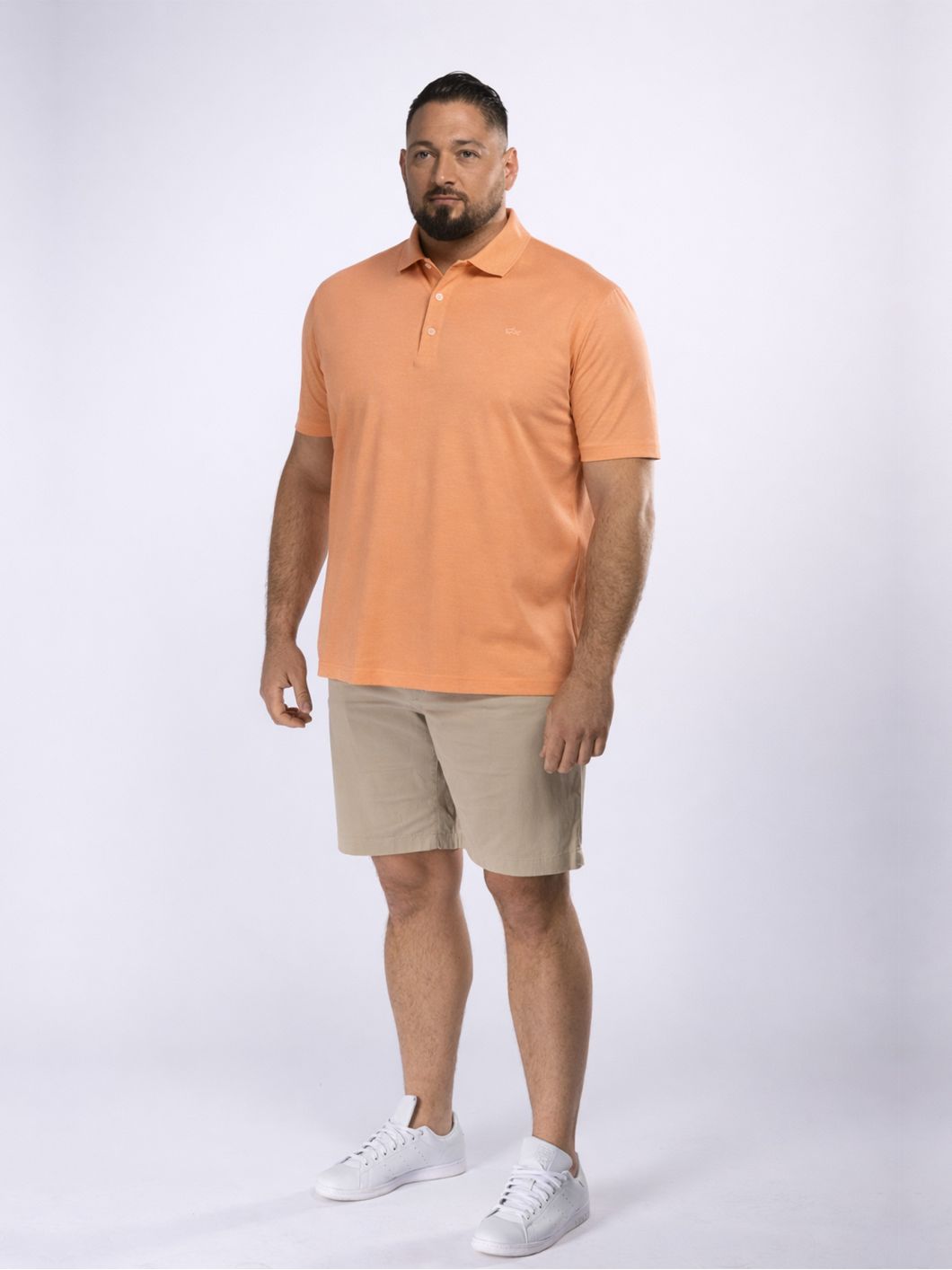 Polo Coton Piqué Mercerisé Grande Taille Orange Pastel