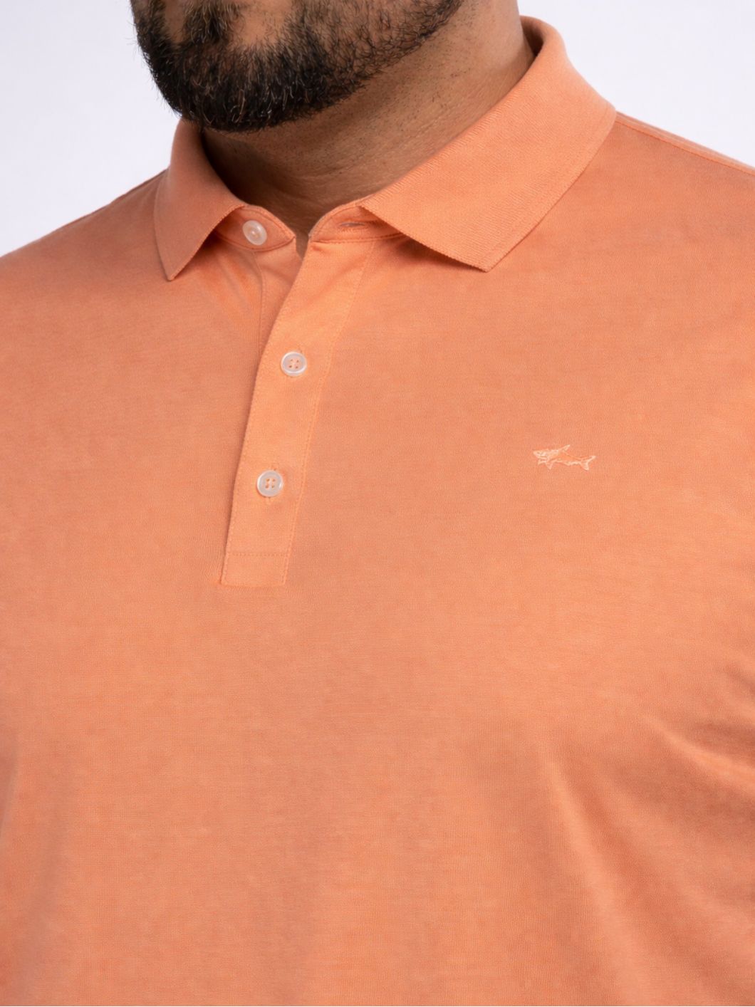 Polo Coton Piqué Mercerisé Grande Taille Orange Pastel