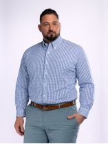 Chemise à Carreaux Max-Léo Grande Taille Marine et Blanche