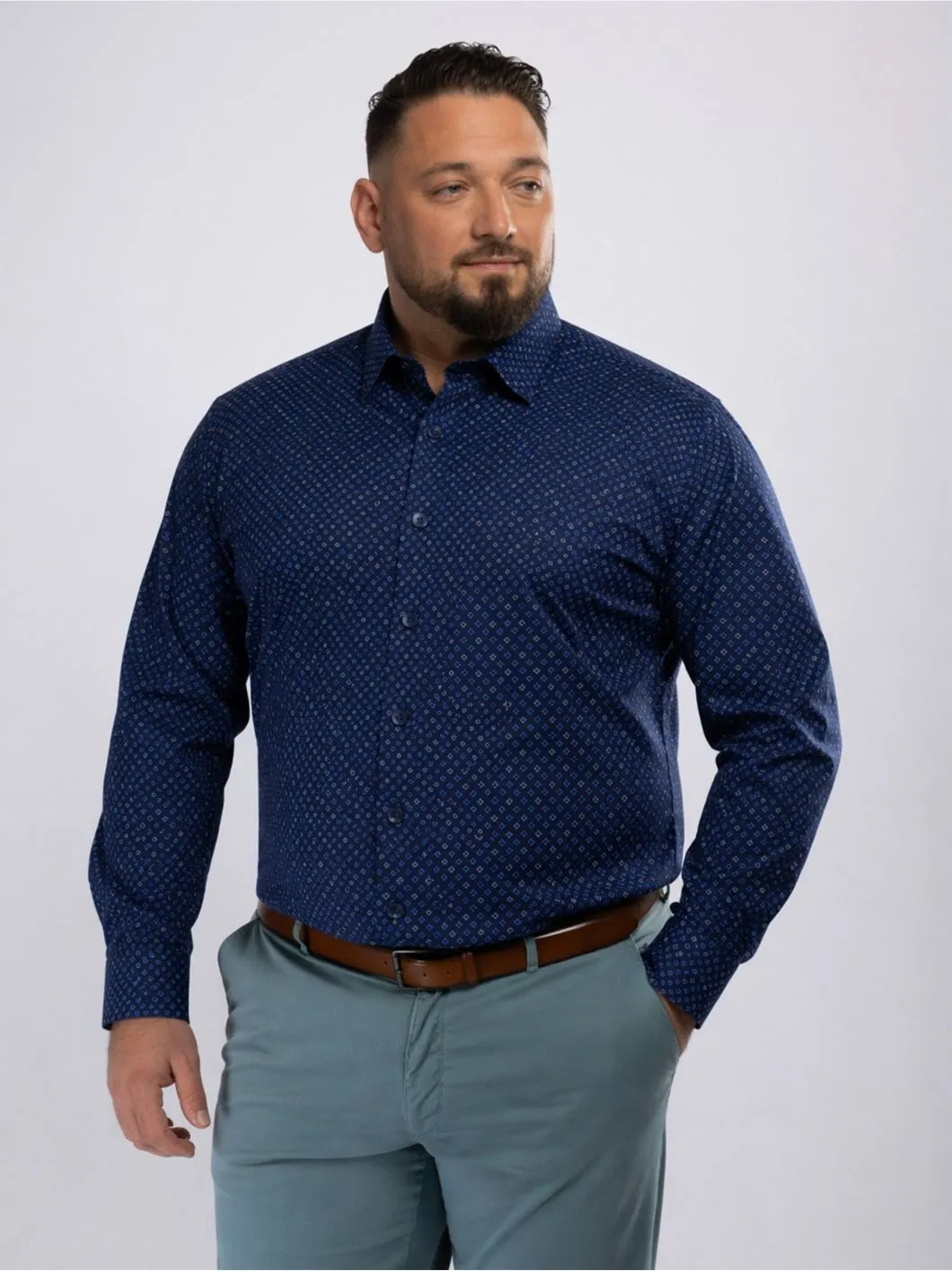 Chemise Gianni Micro Motifs Grande Taille Marine