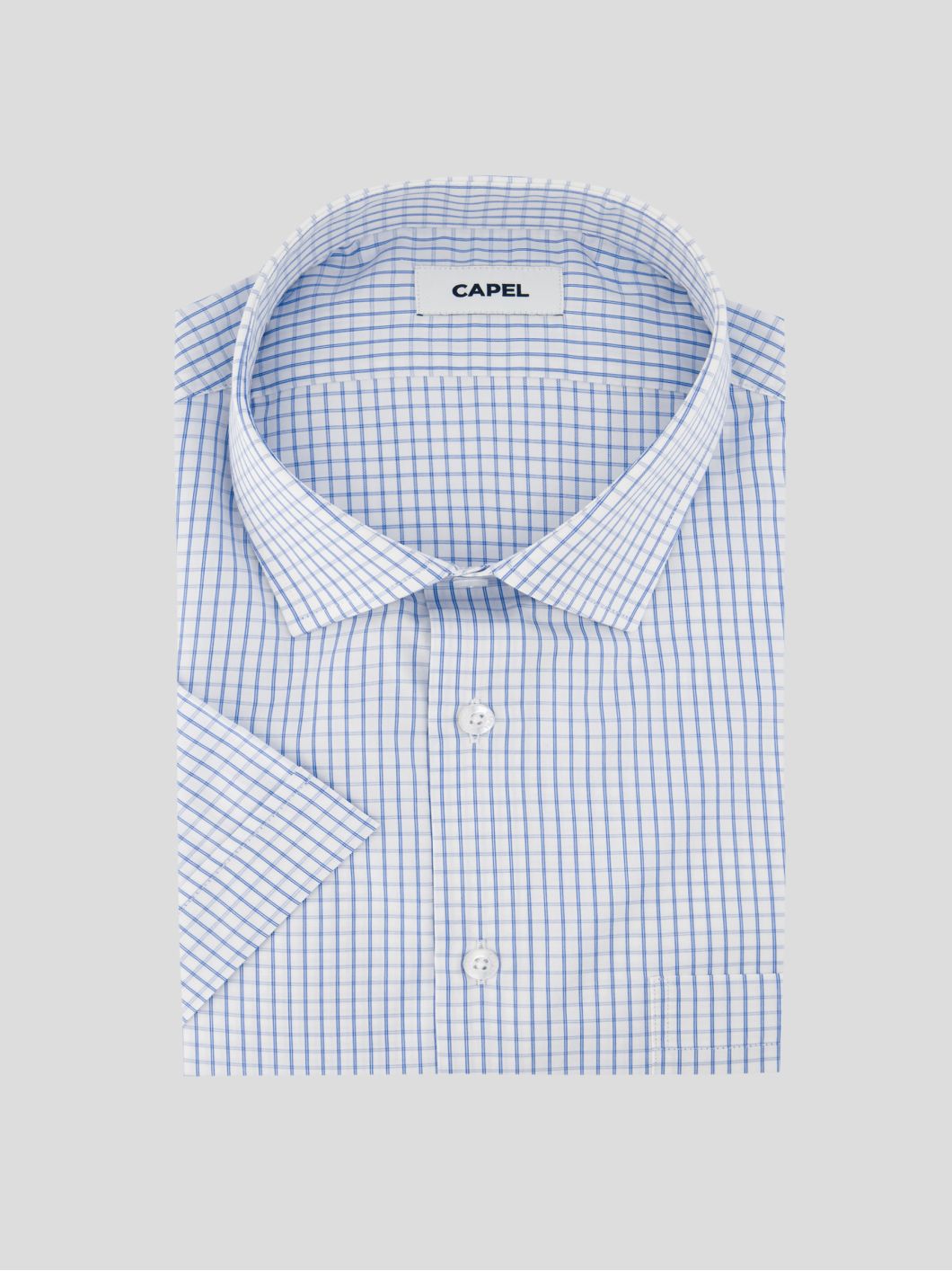 Chemisette à Carreaux Greg Grande Taille Blanche et Bleue