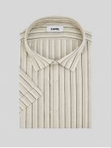 Chemisette Rayée Gianni Grande Taille Beige et Ecrue