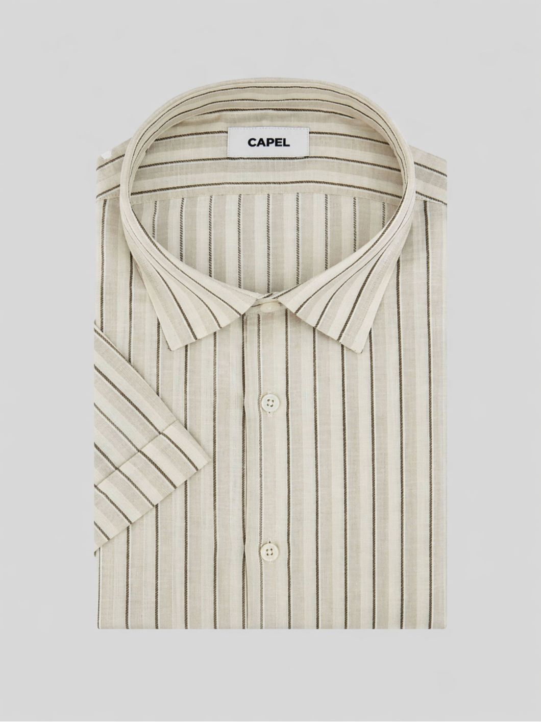 Chemisette Rayée Gianni Grande Taille Beige et Ecrue