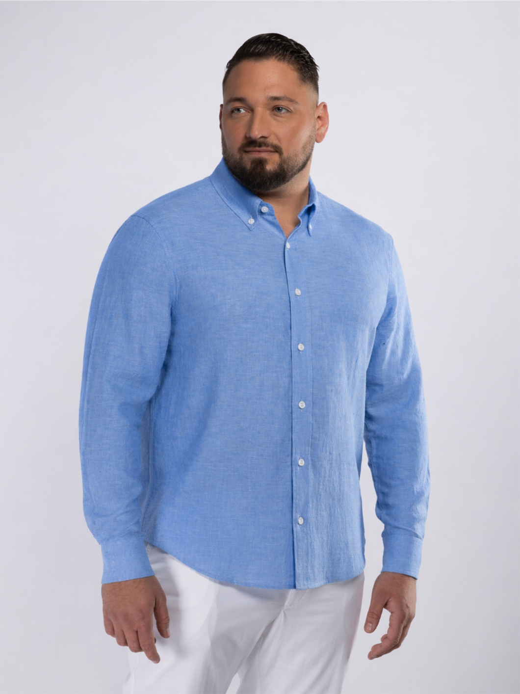Chemise en Lin Ralph Grande Taille Bleu Azur