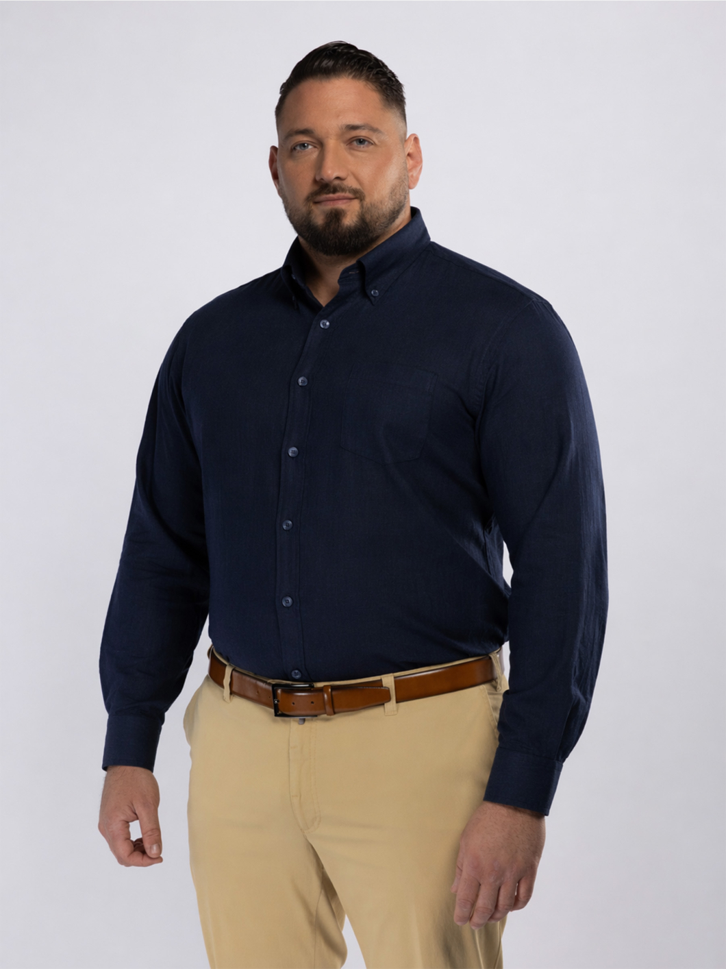 Chemise en Lin Ralph Grande Taille Marine