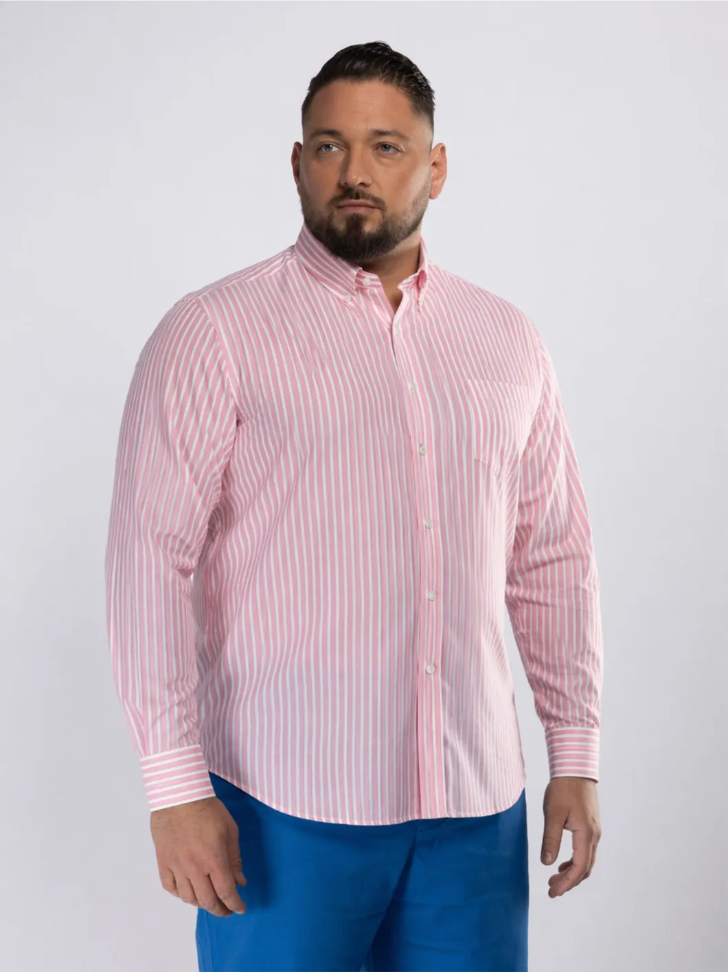 Chemise Rayée Ralph Grande Taille Rose et Blanche
