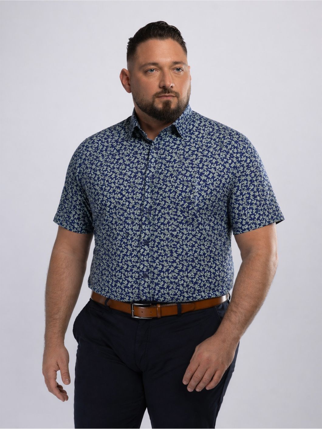 Chemisette Feuillages Gianni-Léo Grande Taille Bleue et Verte