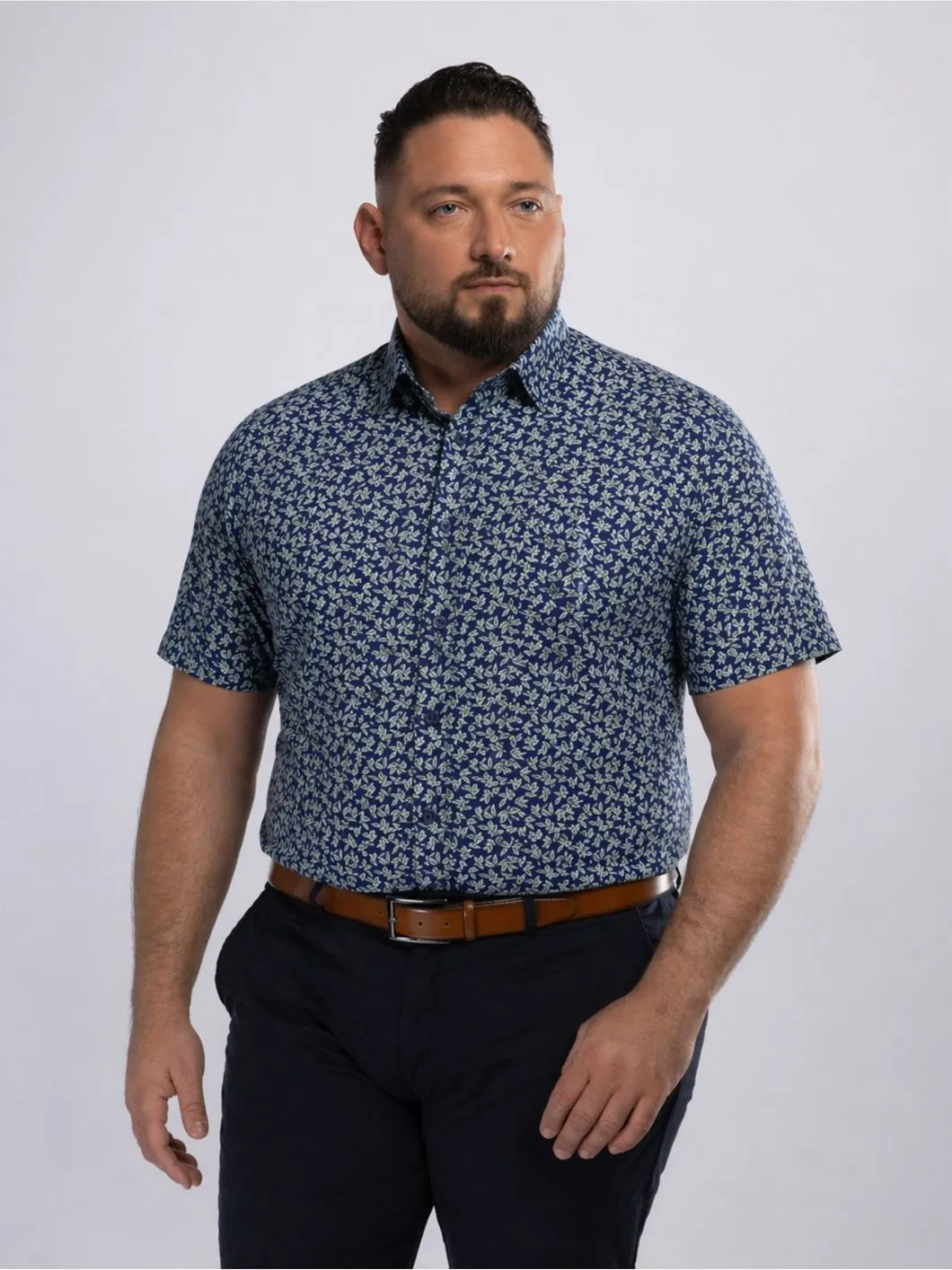 Chemisette Feuillages Gianni-Léo Grande Taille Bleue et Verte