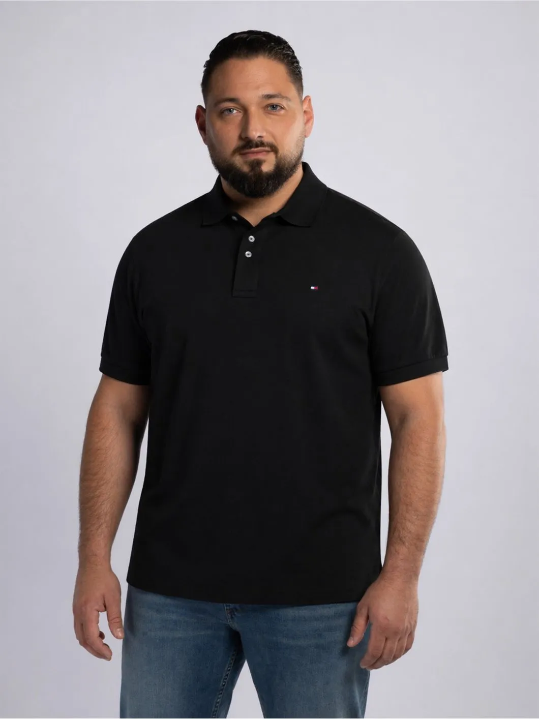 Polo Piqué Uni Grande Taille Noir