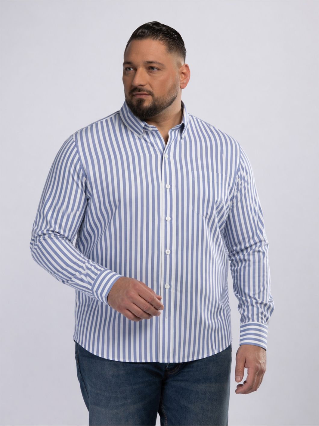 Chemise Rayée Max Grande Taille Marine et Blanche