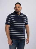 Polo Rayé Mercerisé Grande Taille Marine et Blanc