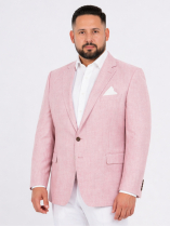 Veste à Chevrons en Lin pour Homme Grand Taille Rose