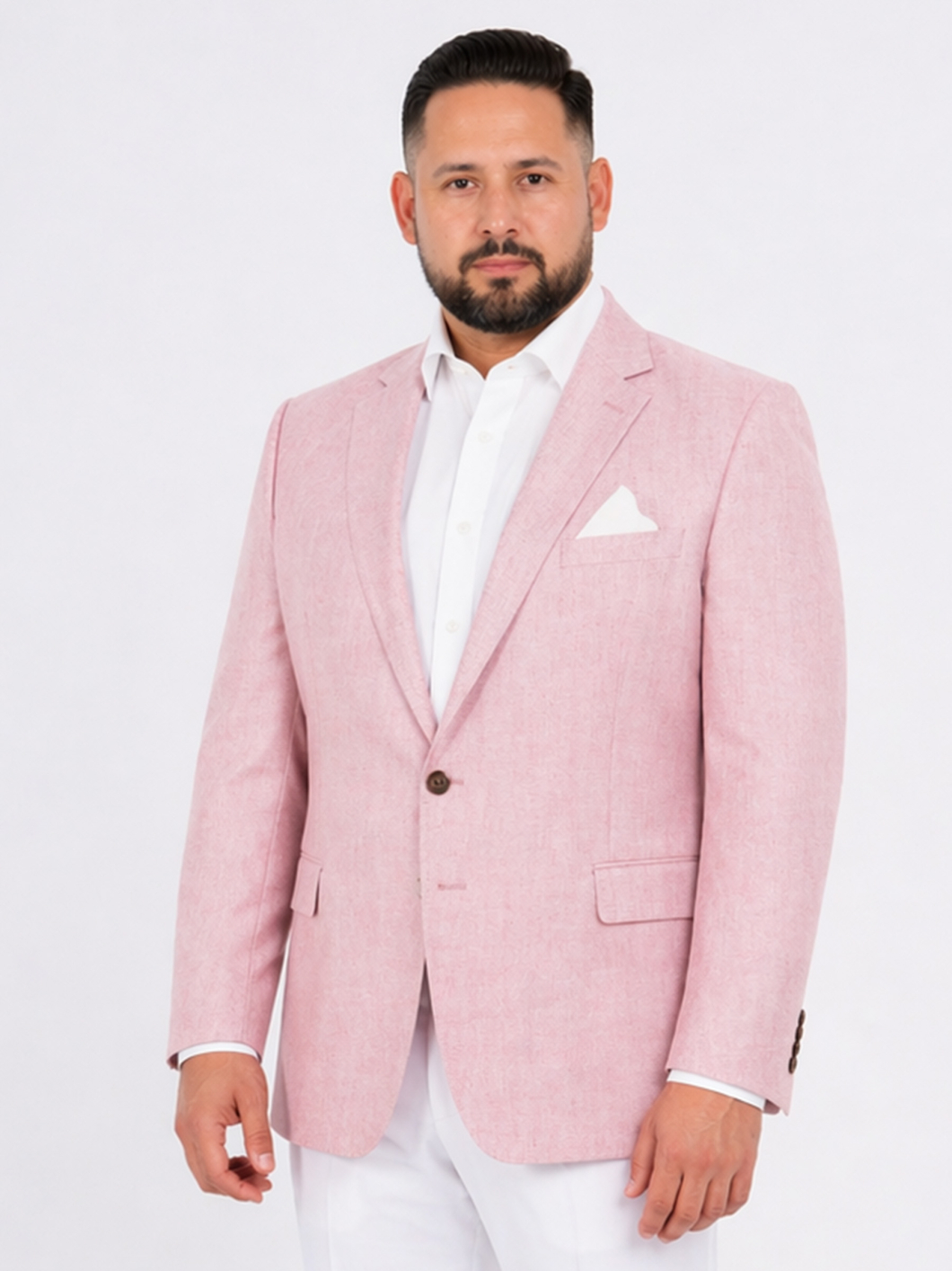 Veste à Chevrons en Lin pour Homme Grand Taille Rose
